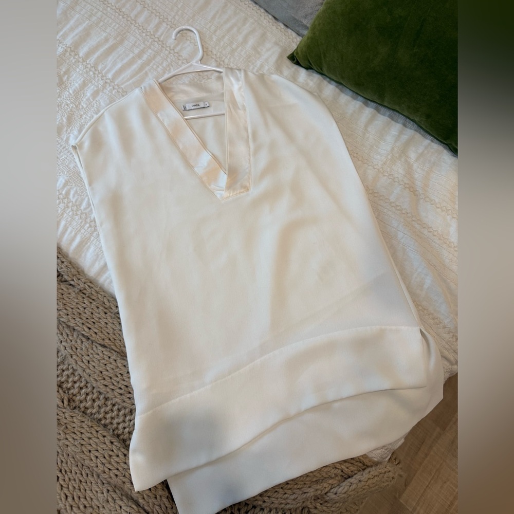 Vince Top with silk v neck trim